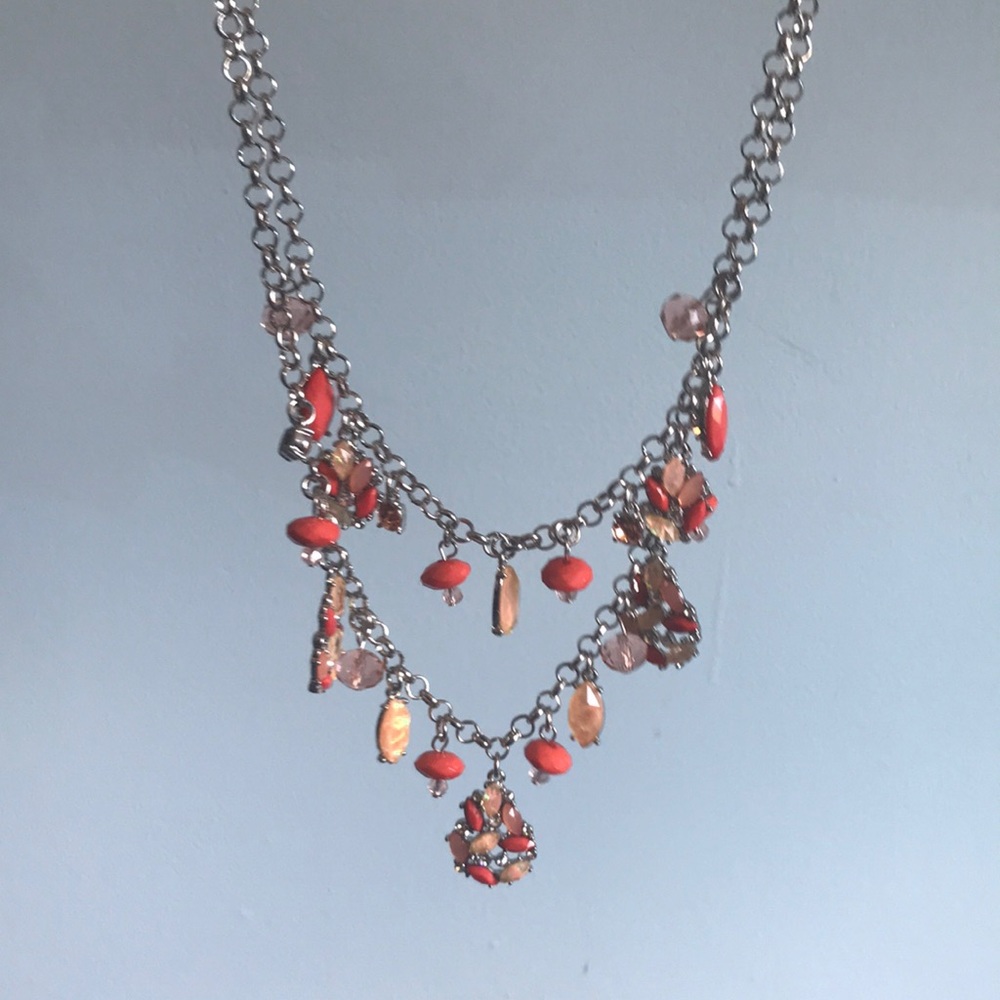 3/30$ Simply Vera- Vera Wang 24” beaded and jeweled multi colored necklace New